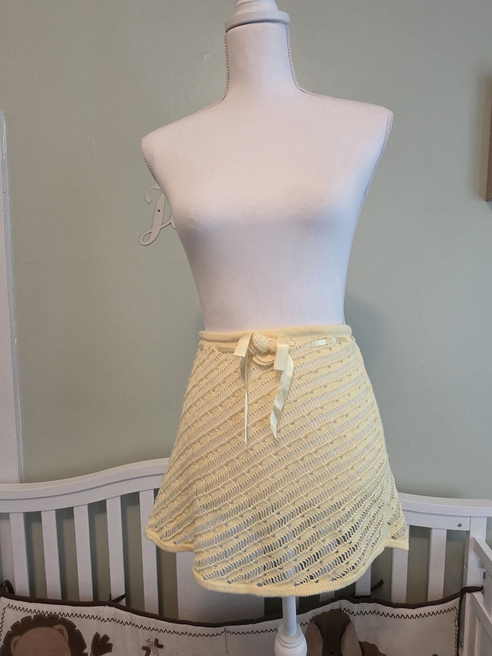Vintage Knit Skirt with Drawstring Waist